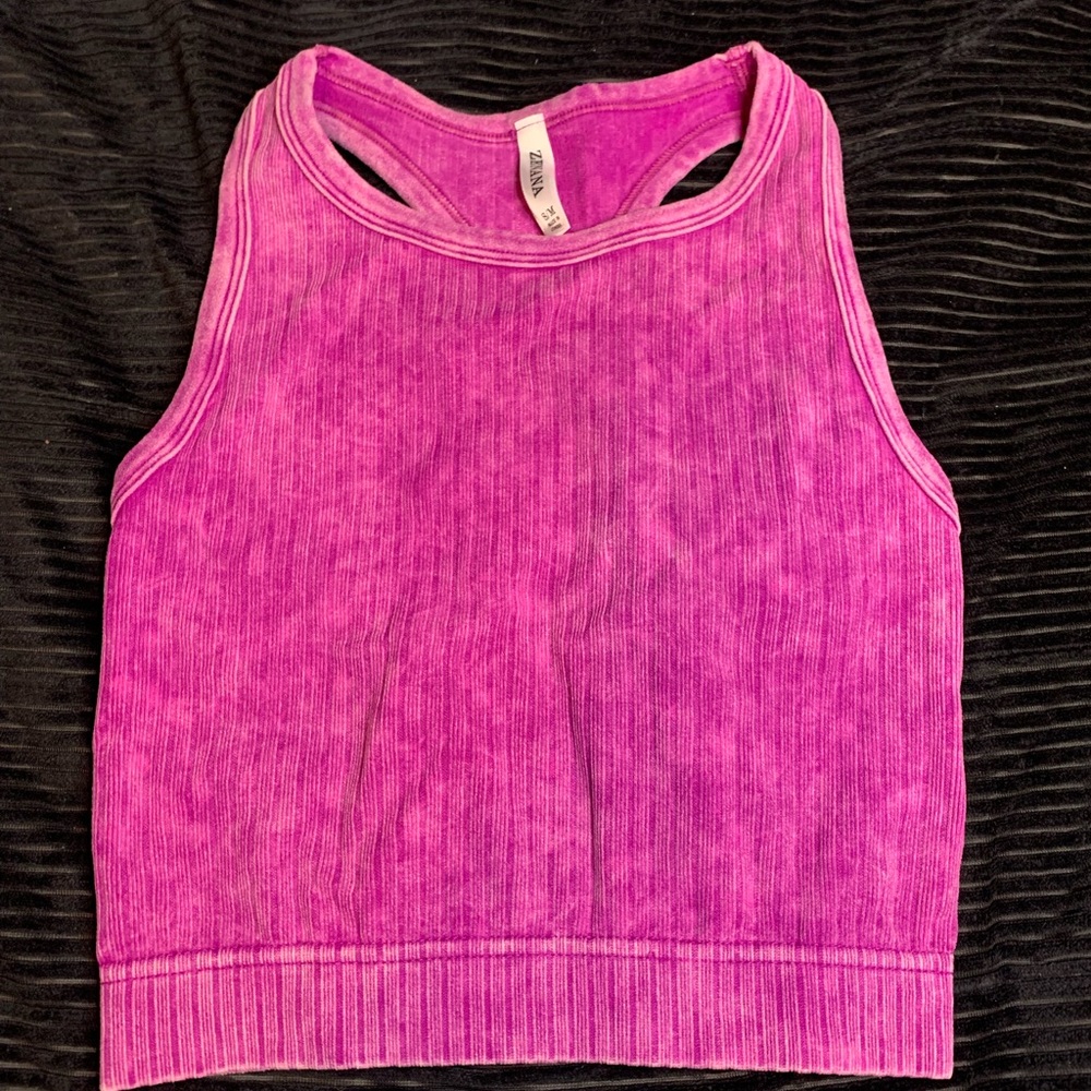Zenana Fuchsia Ribbed Tank - Picture 1 of 6
